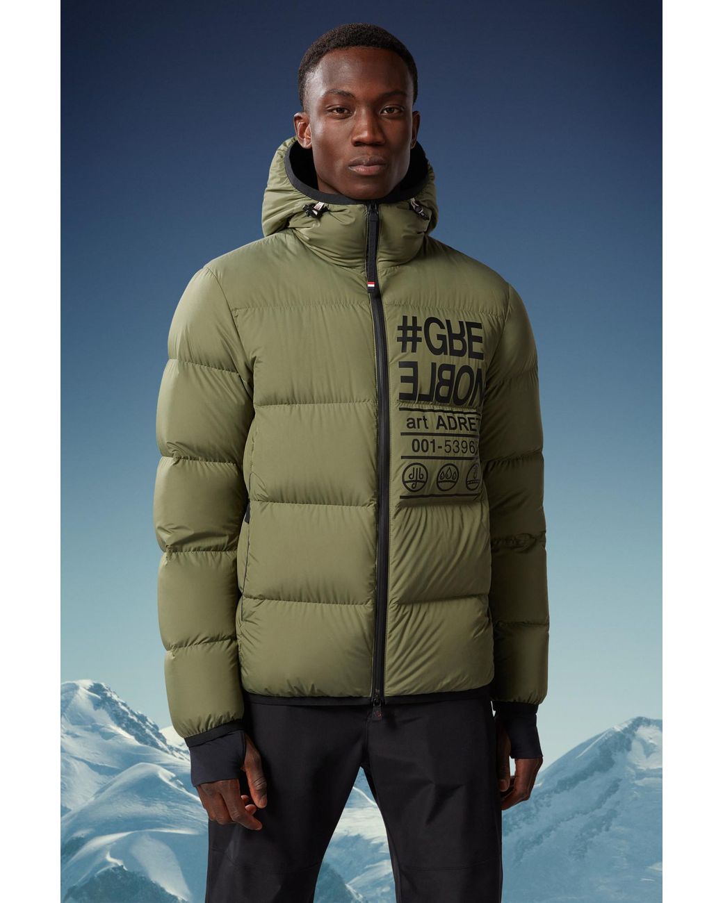 Moncler Green Grenoble Adret Logo Printed Padded Jacket for men