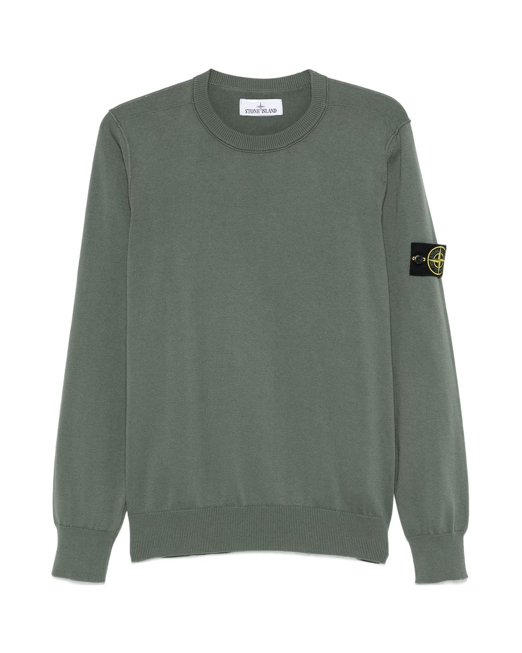 Stone Island Green Compass Patch Crewneck Jumper for men