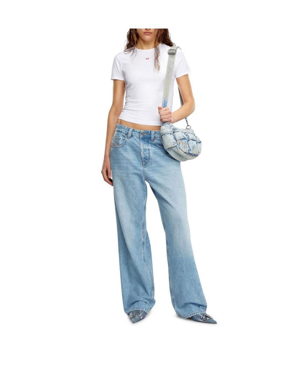 DIESEL White T-Uncutie-Long-D Embroidered D Patch T-Shirt