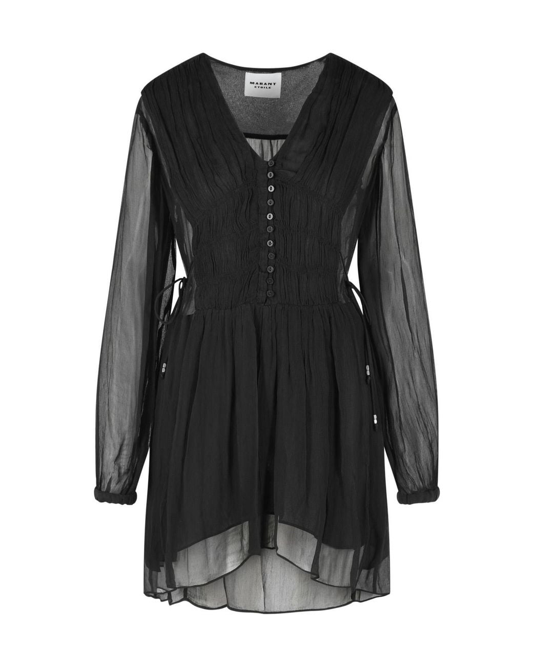 Isabel Marant Black 'Loriena' Dress With V-Neck And All-Over Print