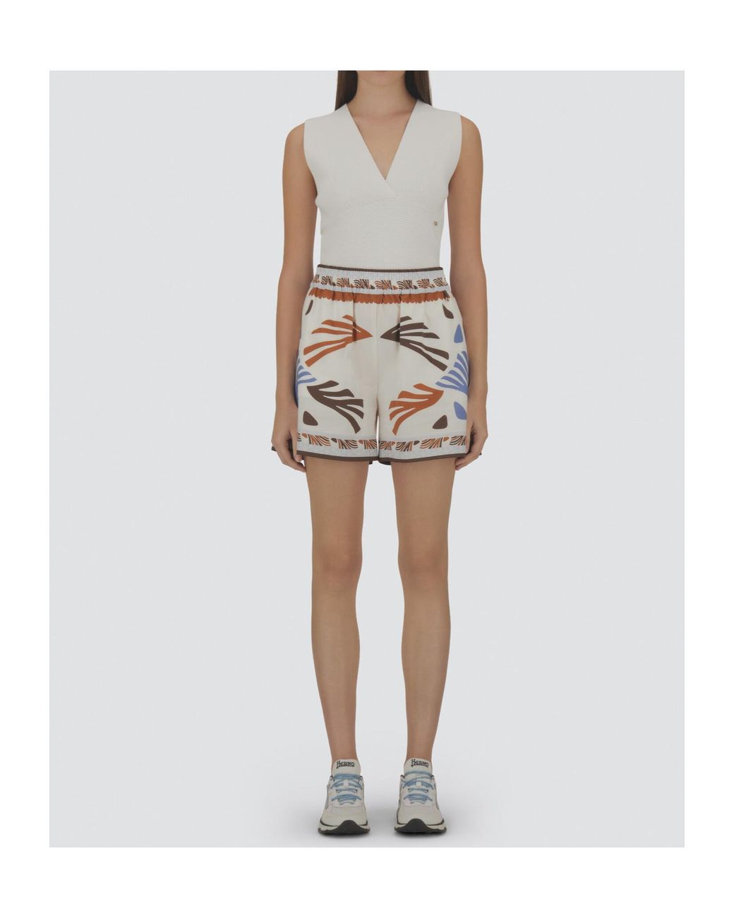 Herno White Summer Print Shorts