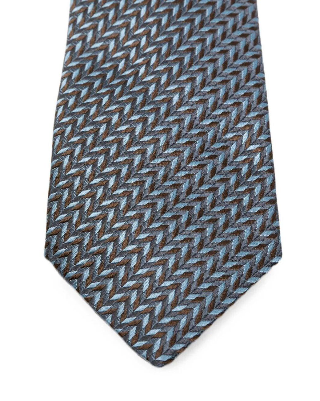 Giorgio Armani White Chevron-Patterned Silk Tie for men