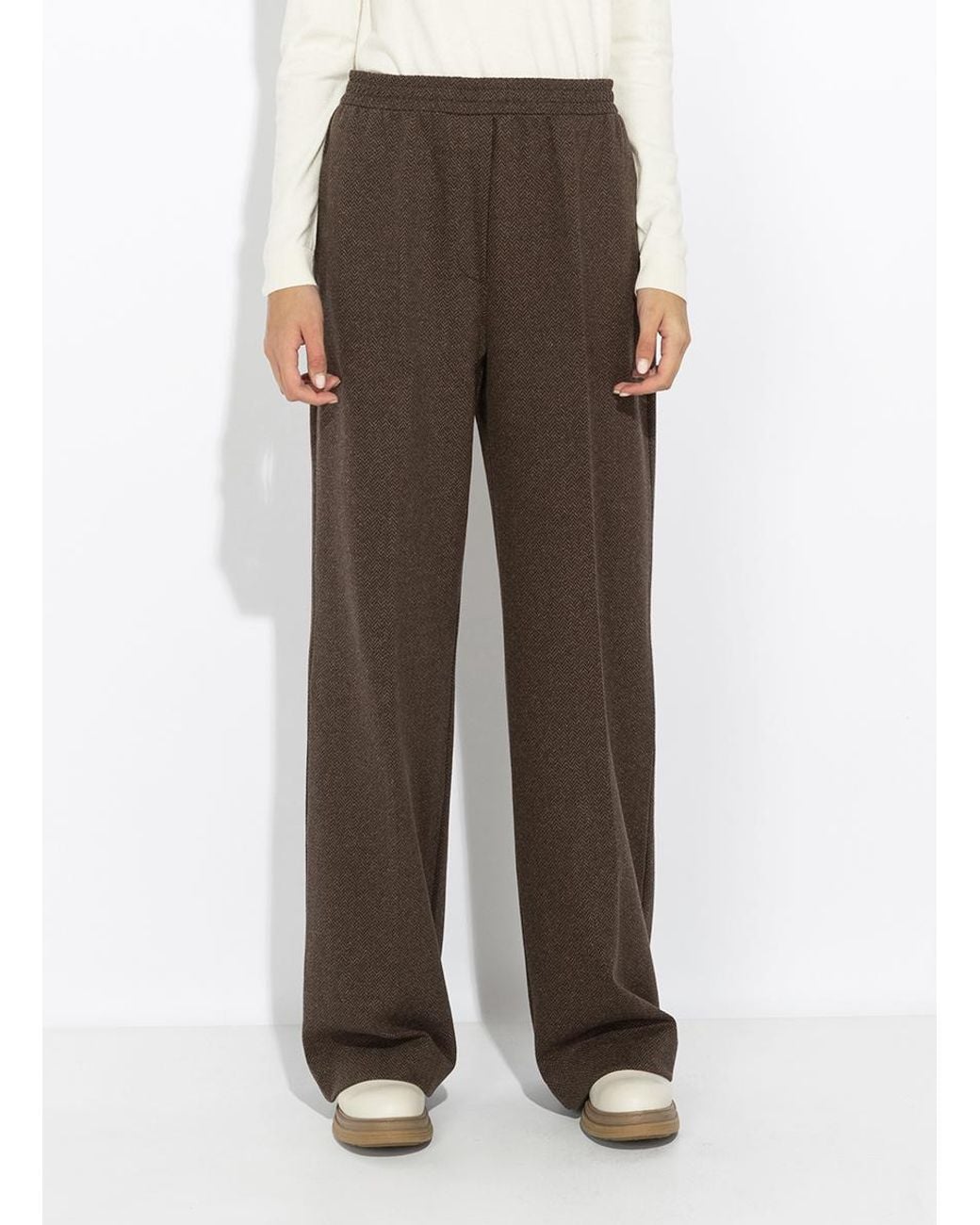 Weekend by Maxmara Brown Editta Straight Leg Jersey Trousers