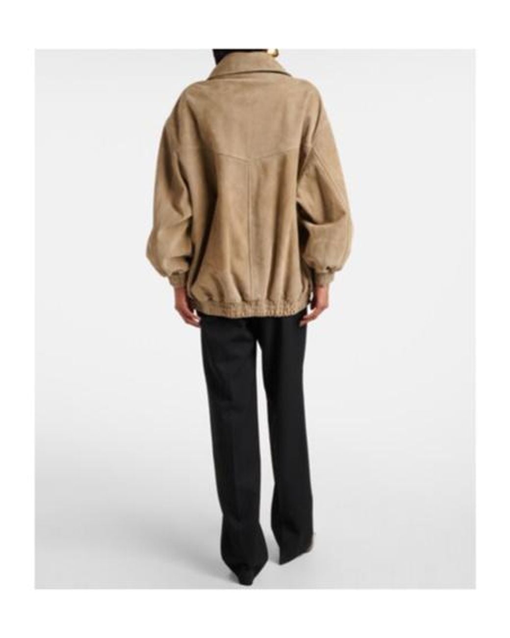 Nour Hammour Natural Beck Suede Bomber Jacket