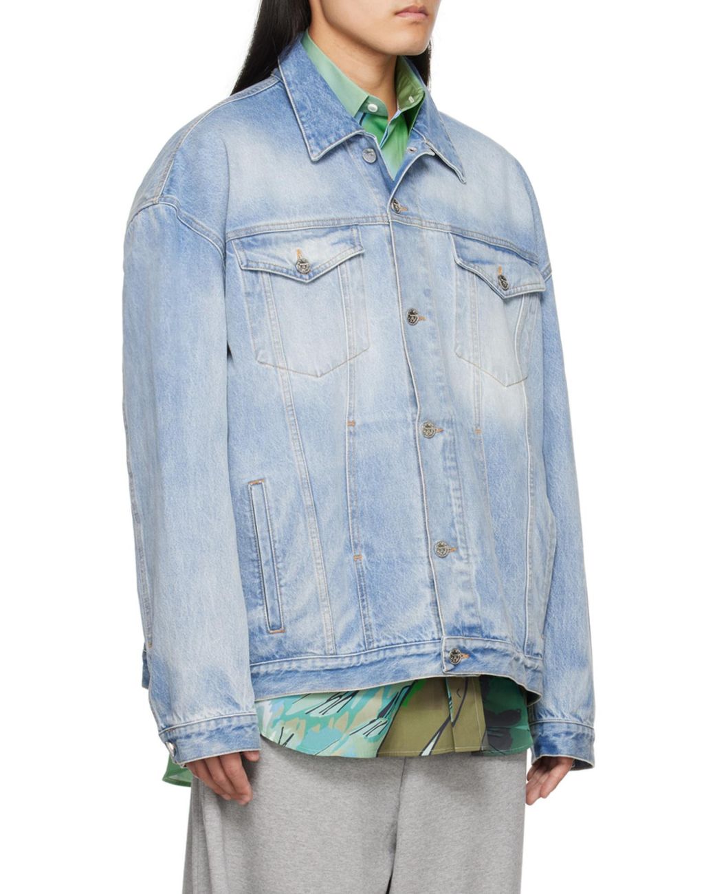 Vetements Blue Logo Embossed Denim Jacket for men