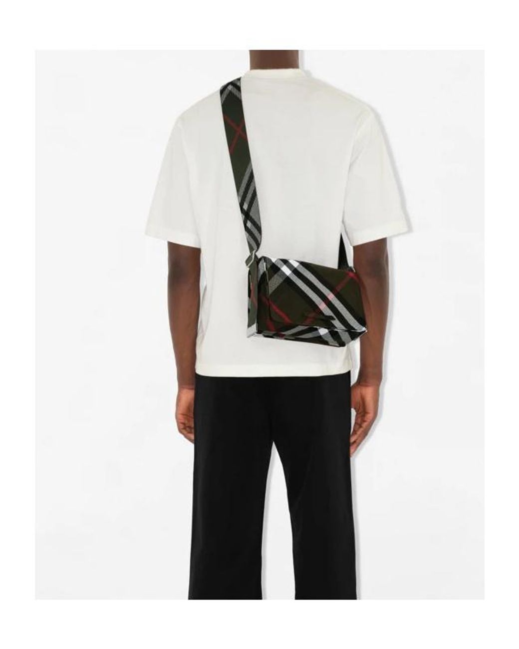 Burberry Black Trench Checked Foldover-Top Messenger Bag for men