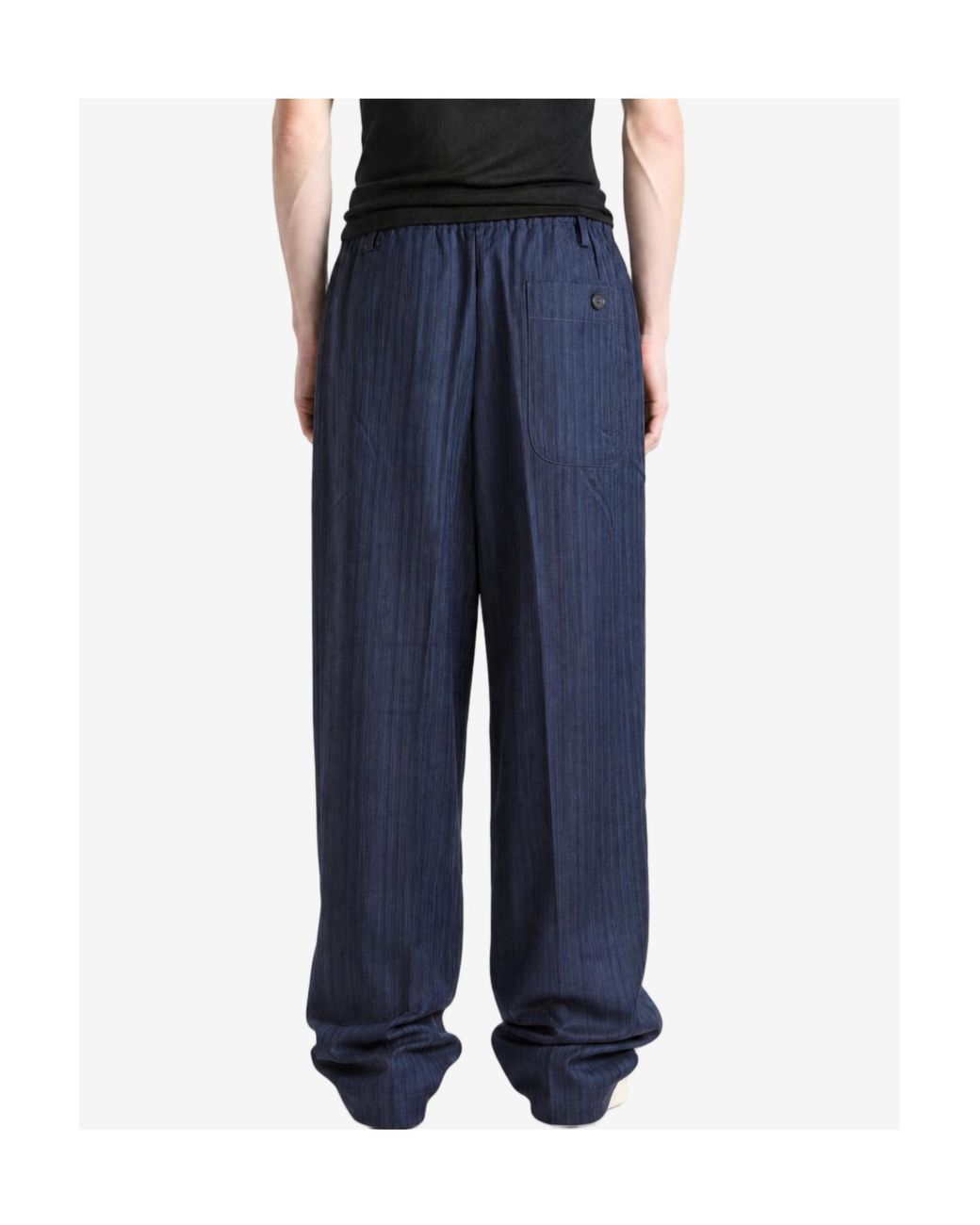 Dries Van Noten Blue Striped Fluid Pants for men