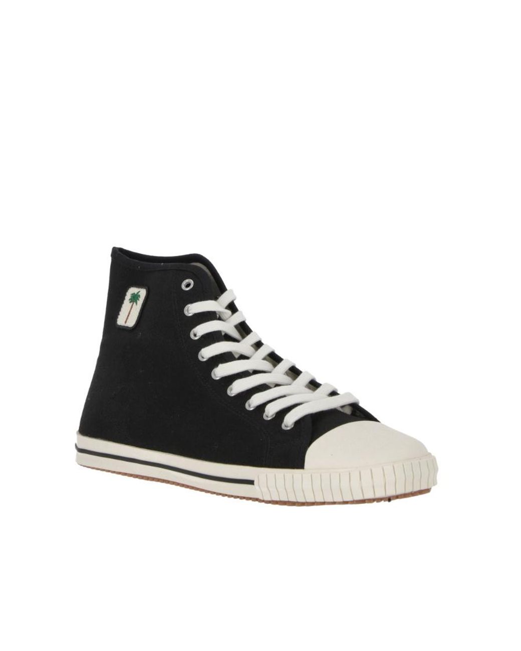 Palm Angels Black Logo-Patch High-Top Sneakers for men