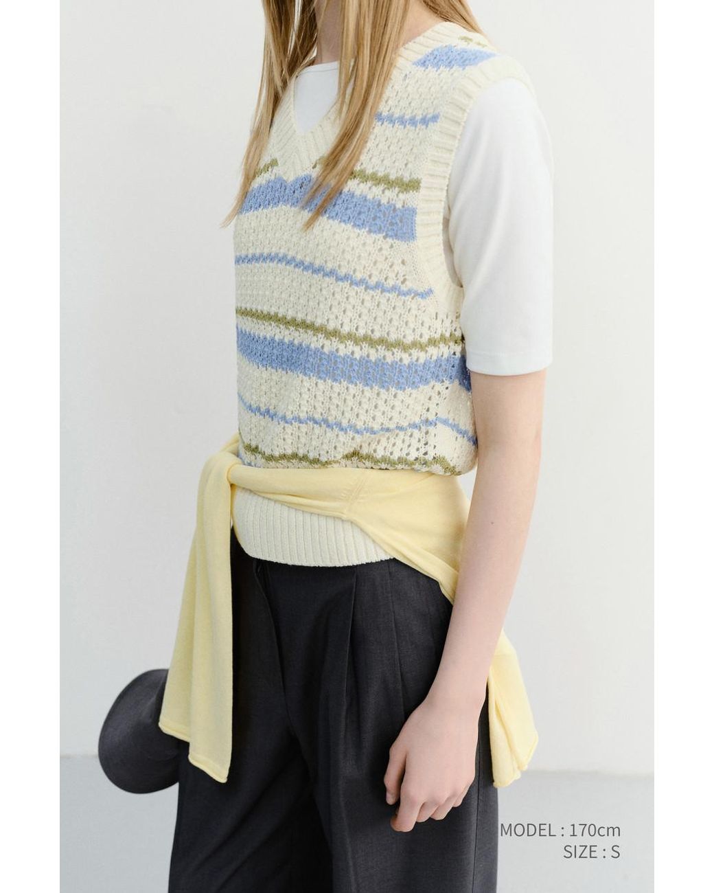 DUNST Gray Striped Chunky-Knit Vest for men
