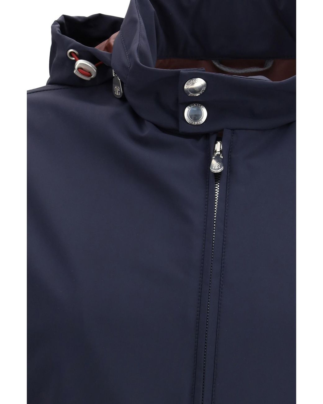 Brunello Cucinelli Blue Elasticated Hem Zipped Bomber Jacket for men