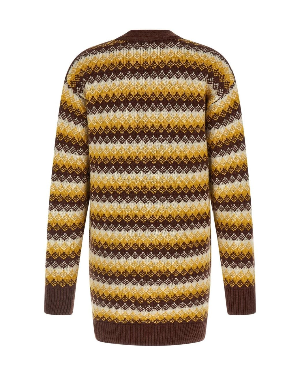 Auralee Multicolor Cashmere Jacquard Patterned Knit Cardigan