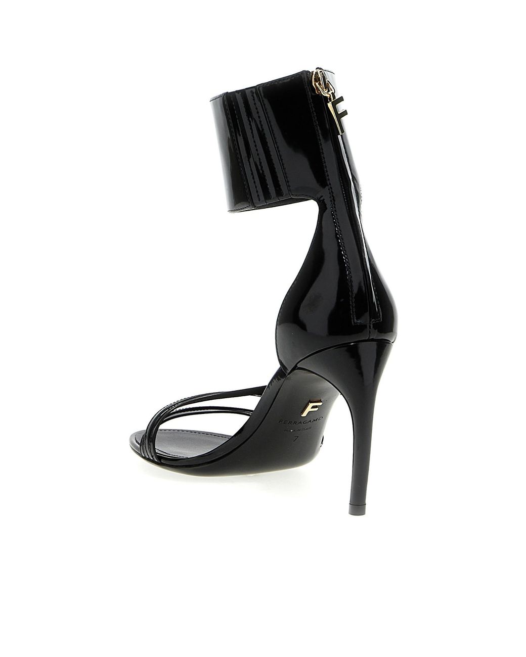 Ferragamo Black Curved-Heel Sandals