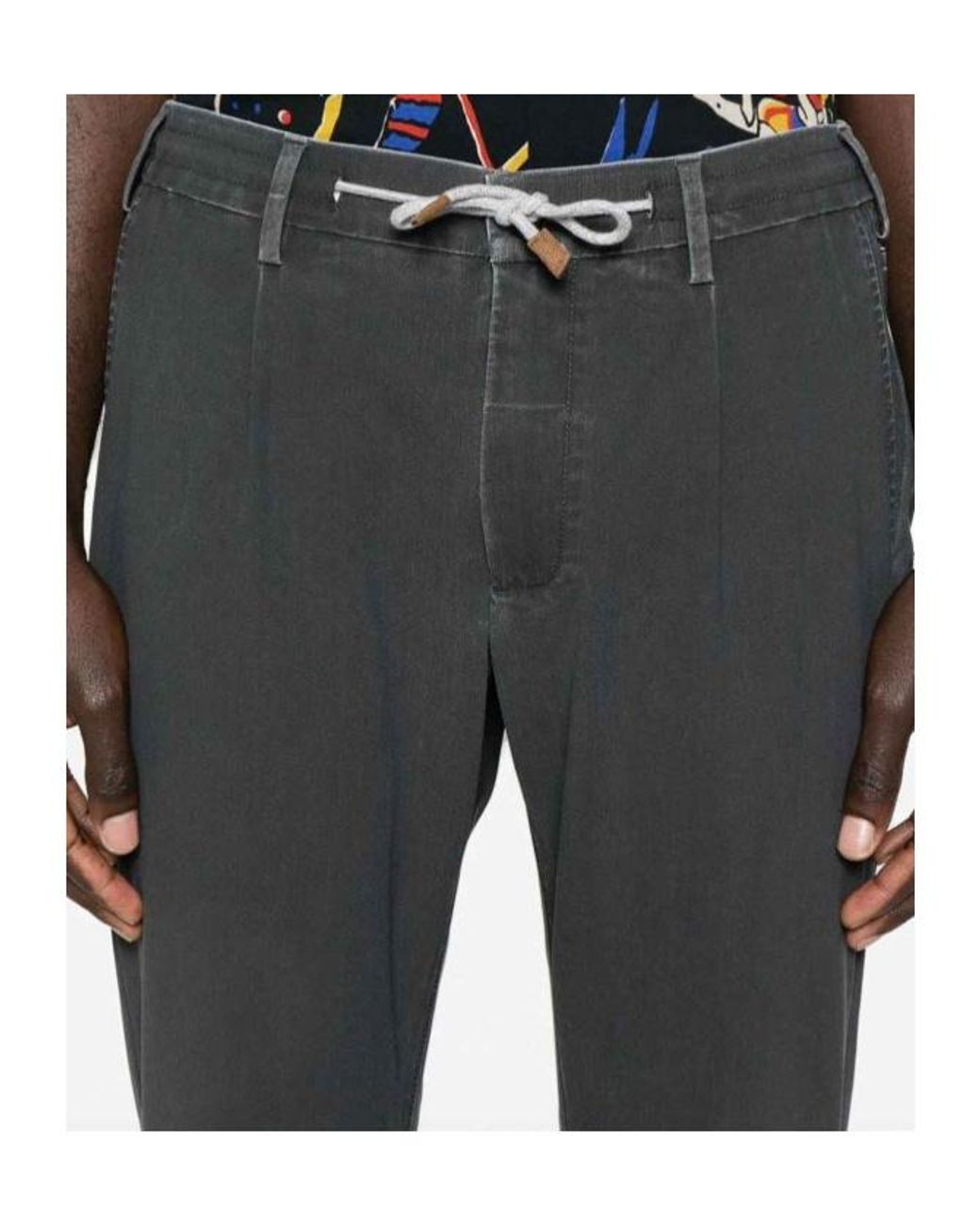 Eleventy Gray Belt Loop Casual Pants for men
