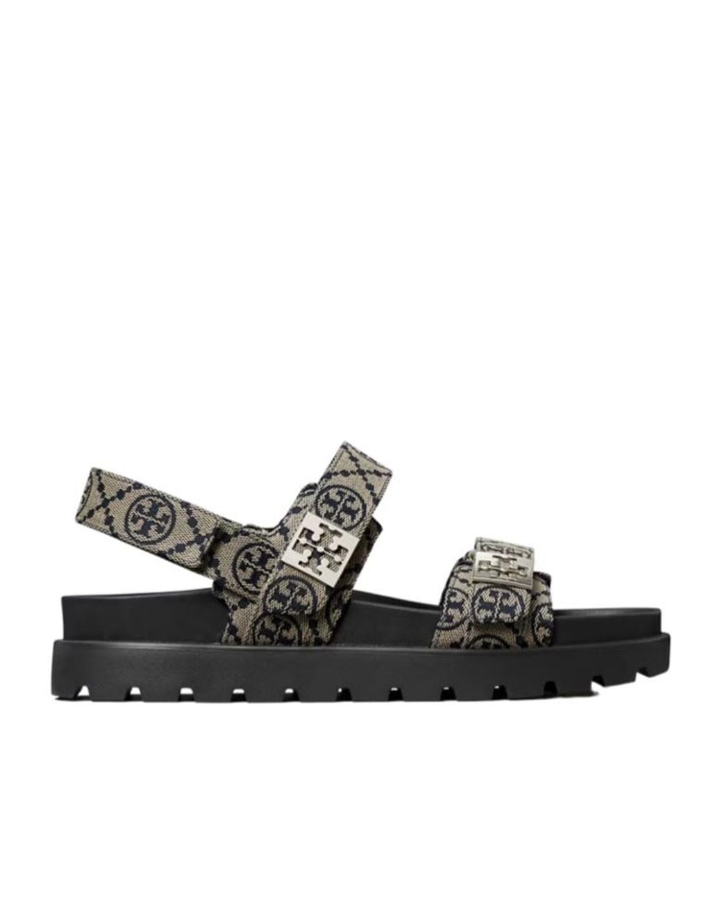 Tory Burch Black T Monogram Mellow Sport Sandals