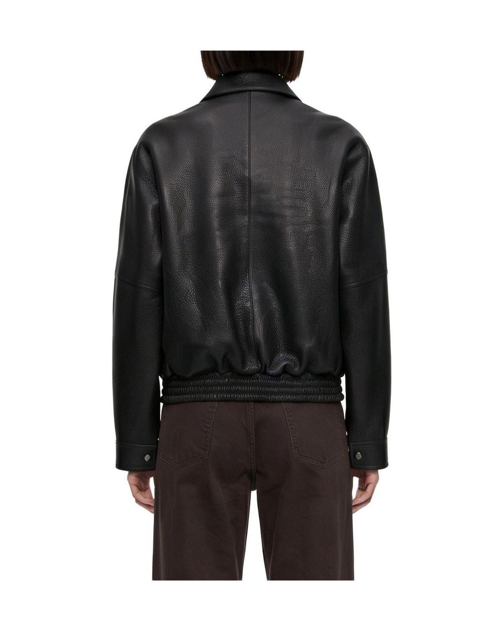 Magda Butrym Black Classic Collar Vintage Leather Jacket