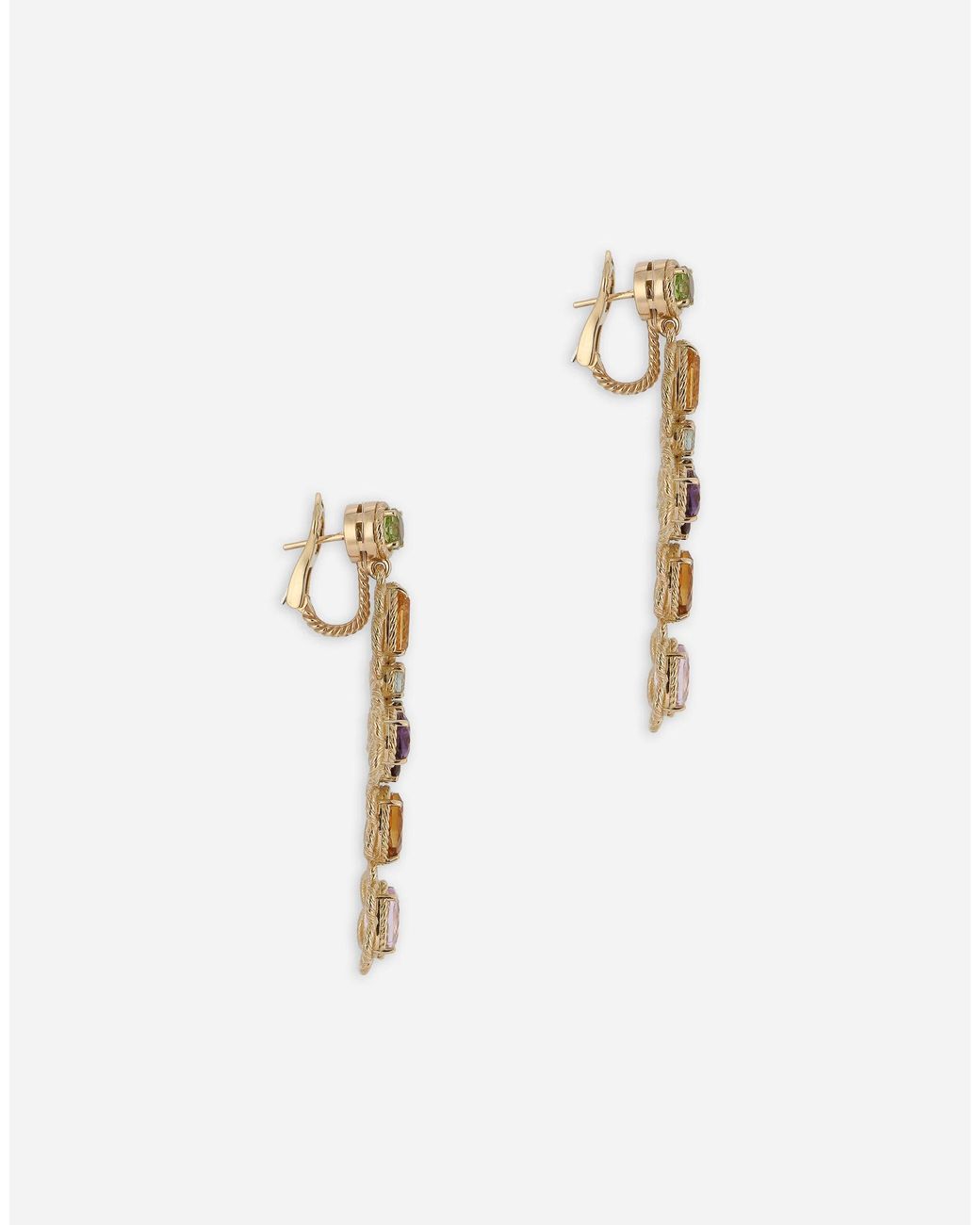 Dolce & Gabbana White 18Kt Cross Gemstone Drop Earrings