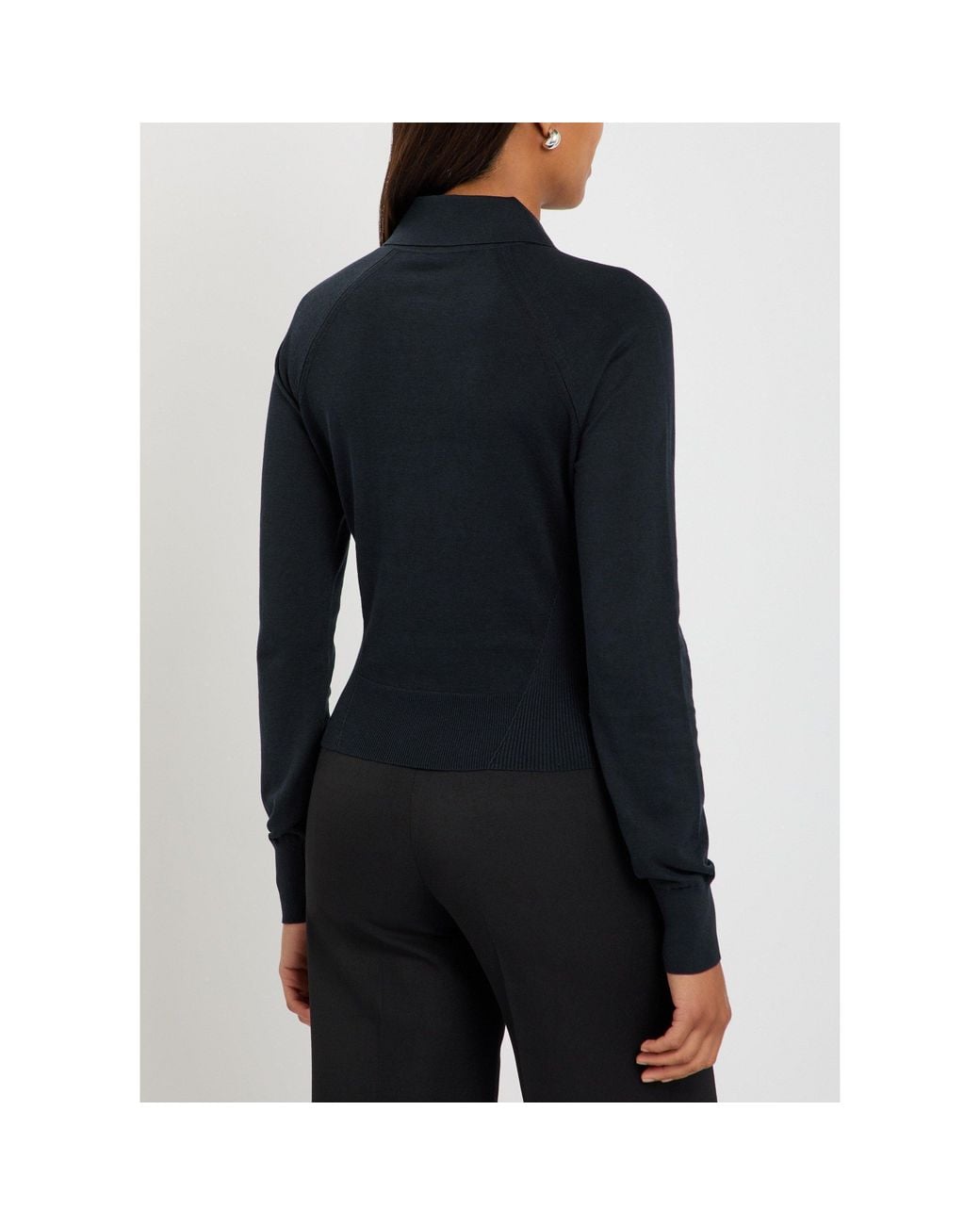 Givenchy Blue Silk-Blend Polo Top