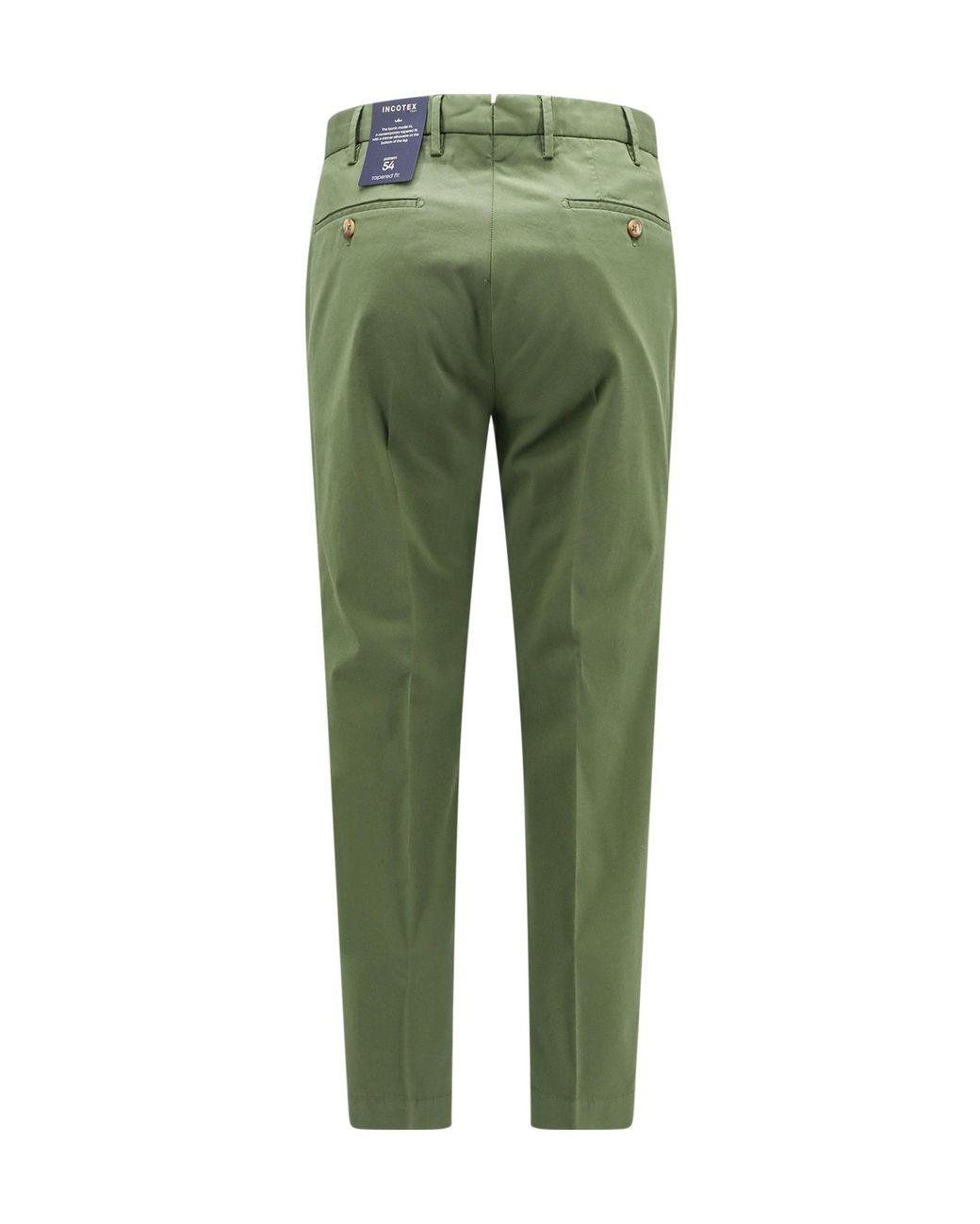 Incotex Green Stretch-Cotton Tapered Trousers for men