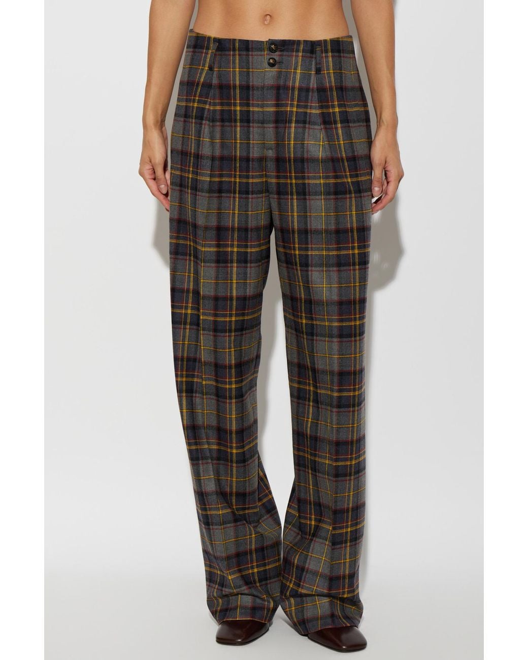 Etro Black Checked Pleated Pants