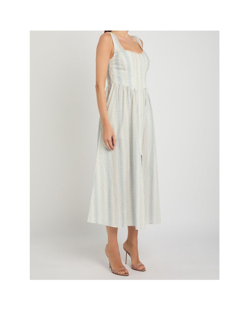 LoveShackFancy White Striped Dress