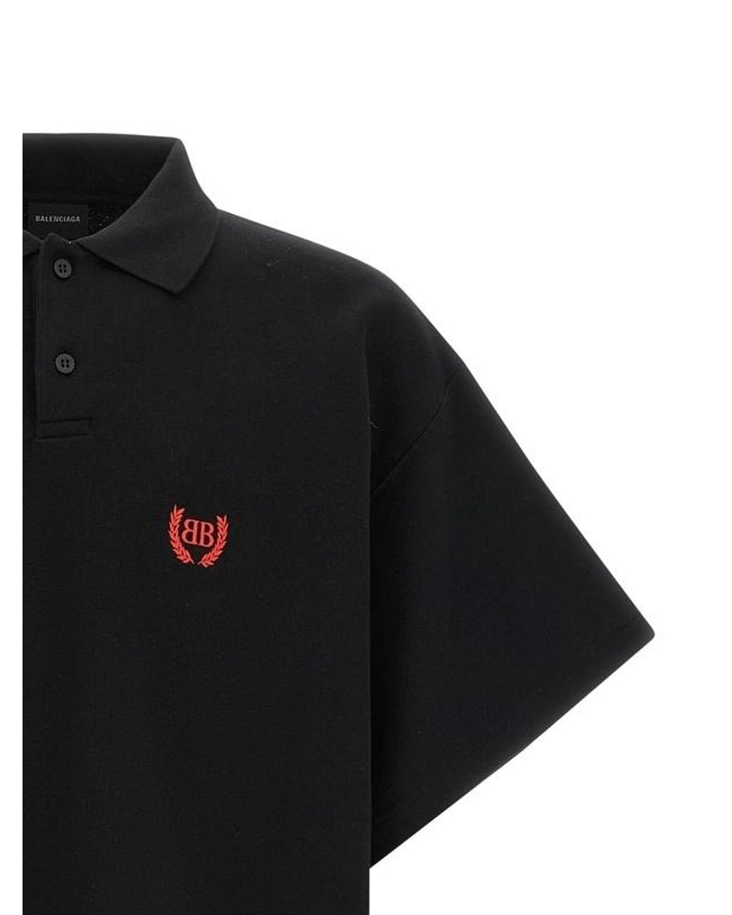 Balenciaga Black Laurel Classic Short Sleeved Oversized Polo Shirt for men