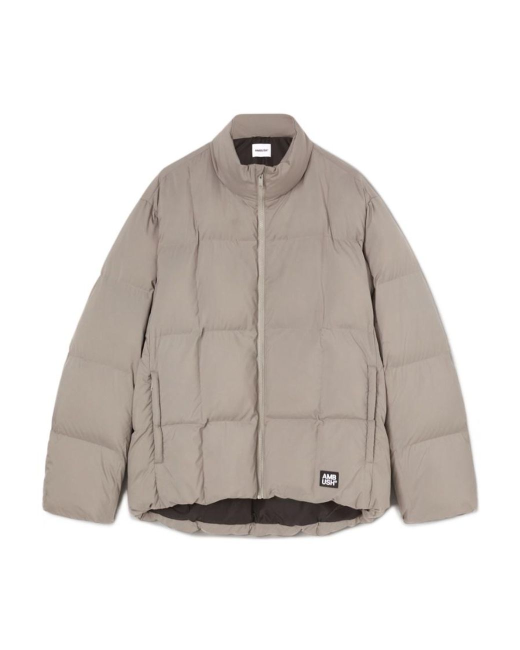 Ambush Gray Logo Patch Puffer Jacket for men