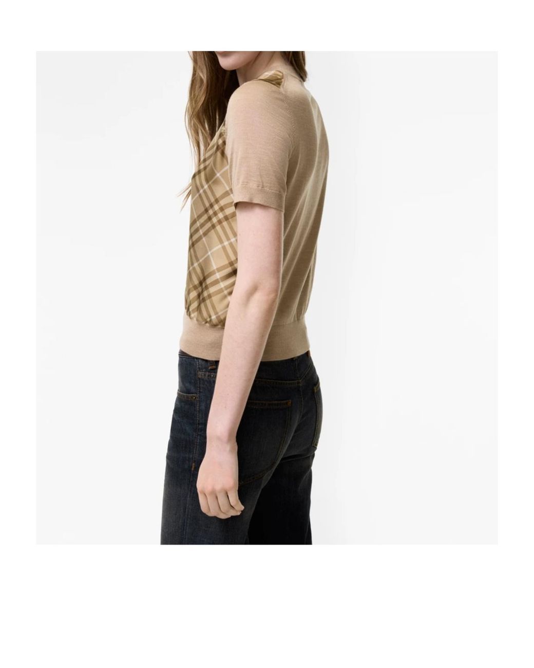 Burberry Natural Check Panel Crewneck T-Shirt