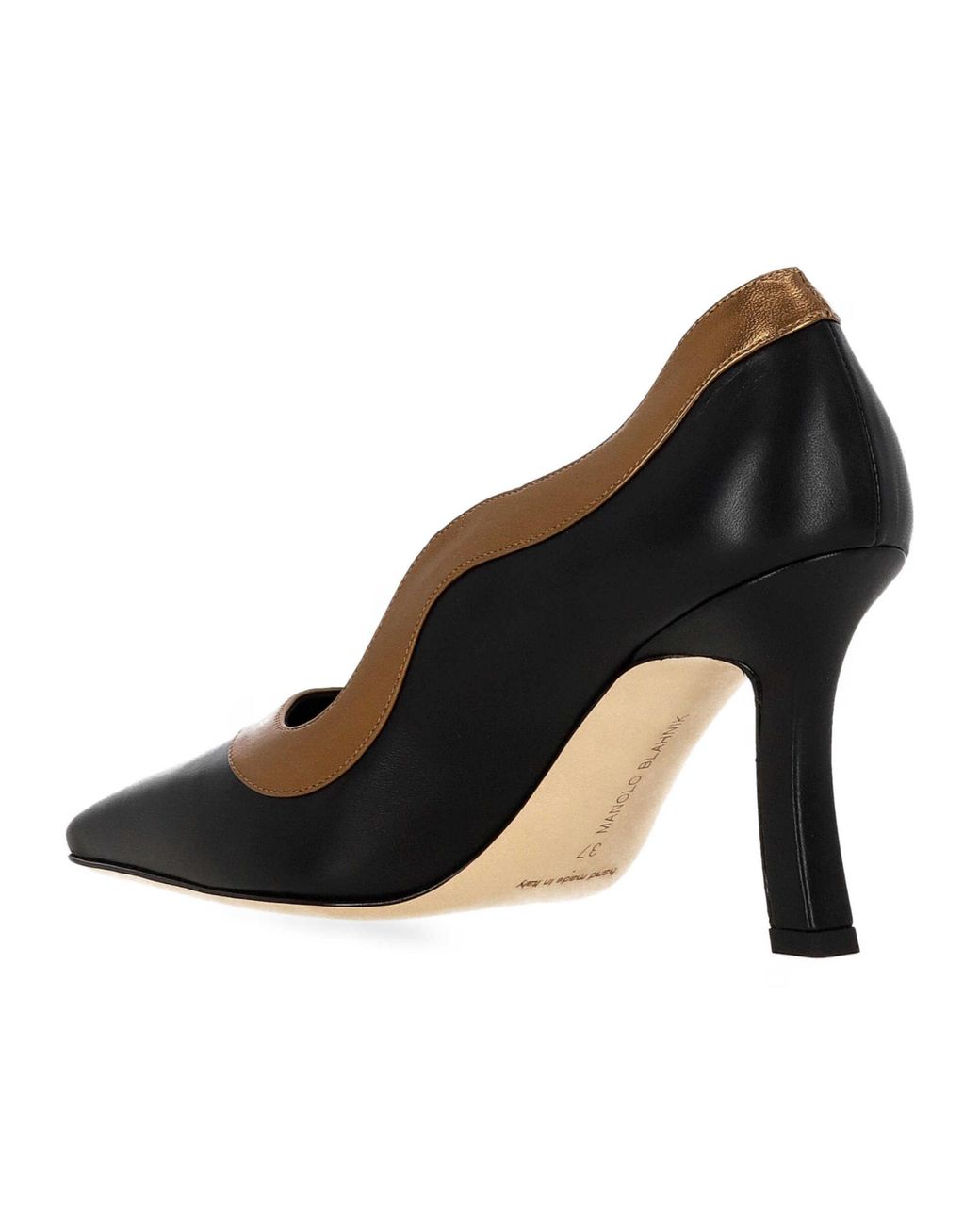 Manolo Blahnik Black Curved Trim Pointed Toe Pumps