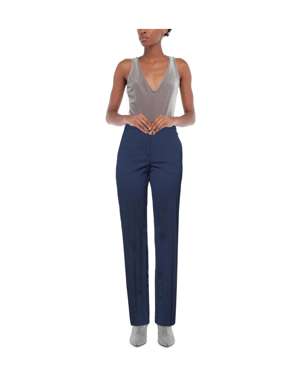 Sportmax Blue Solid Color Casual Trousers