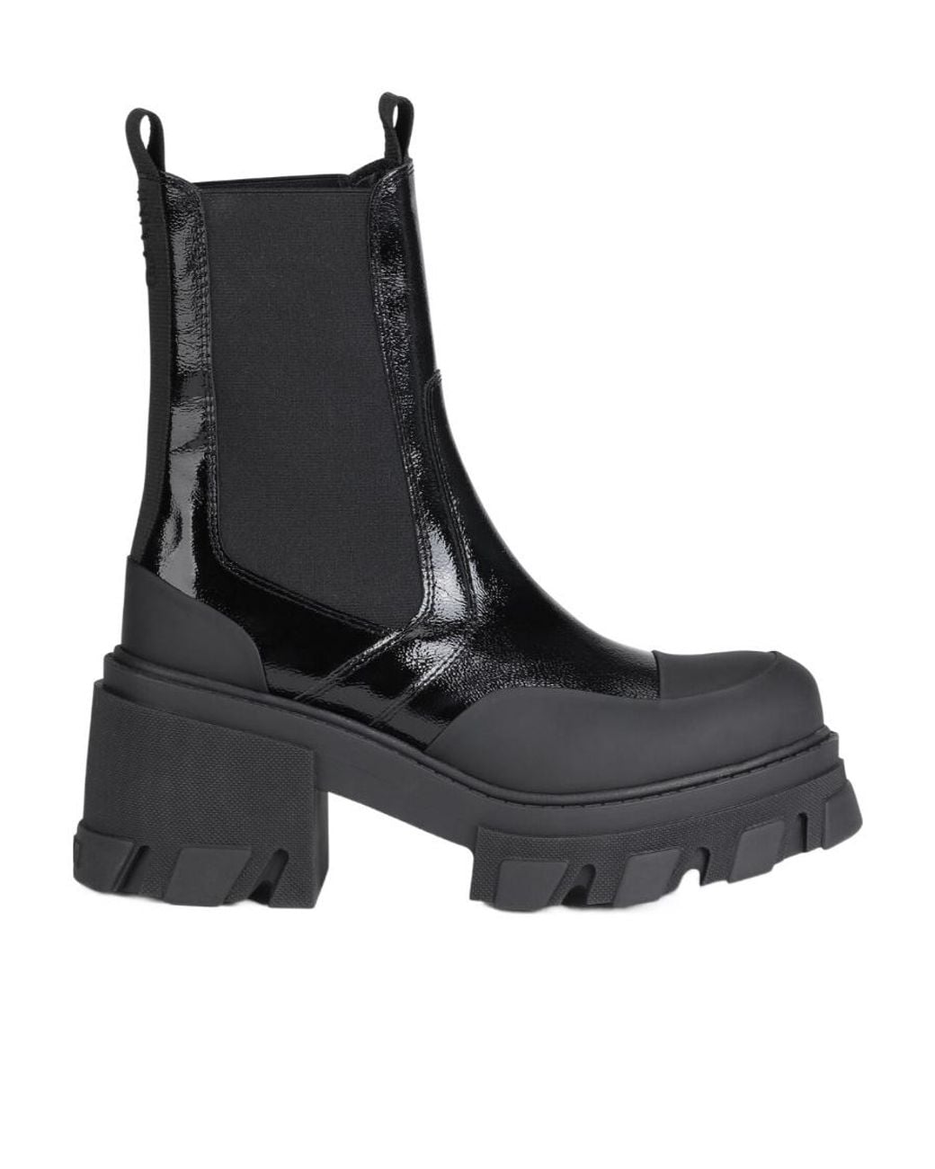 Ganni Black Cleated Mid Chelsea Boots