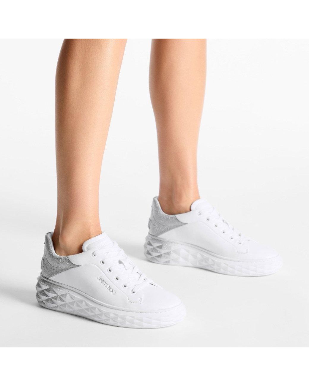 Jimmy Choo White Diamond Maxi/F Ii Leather Sneaker