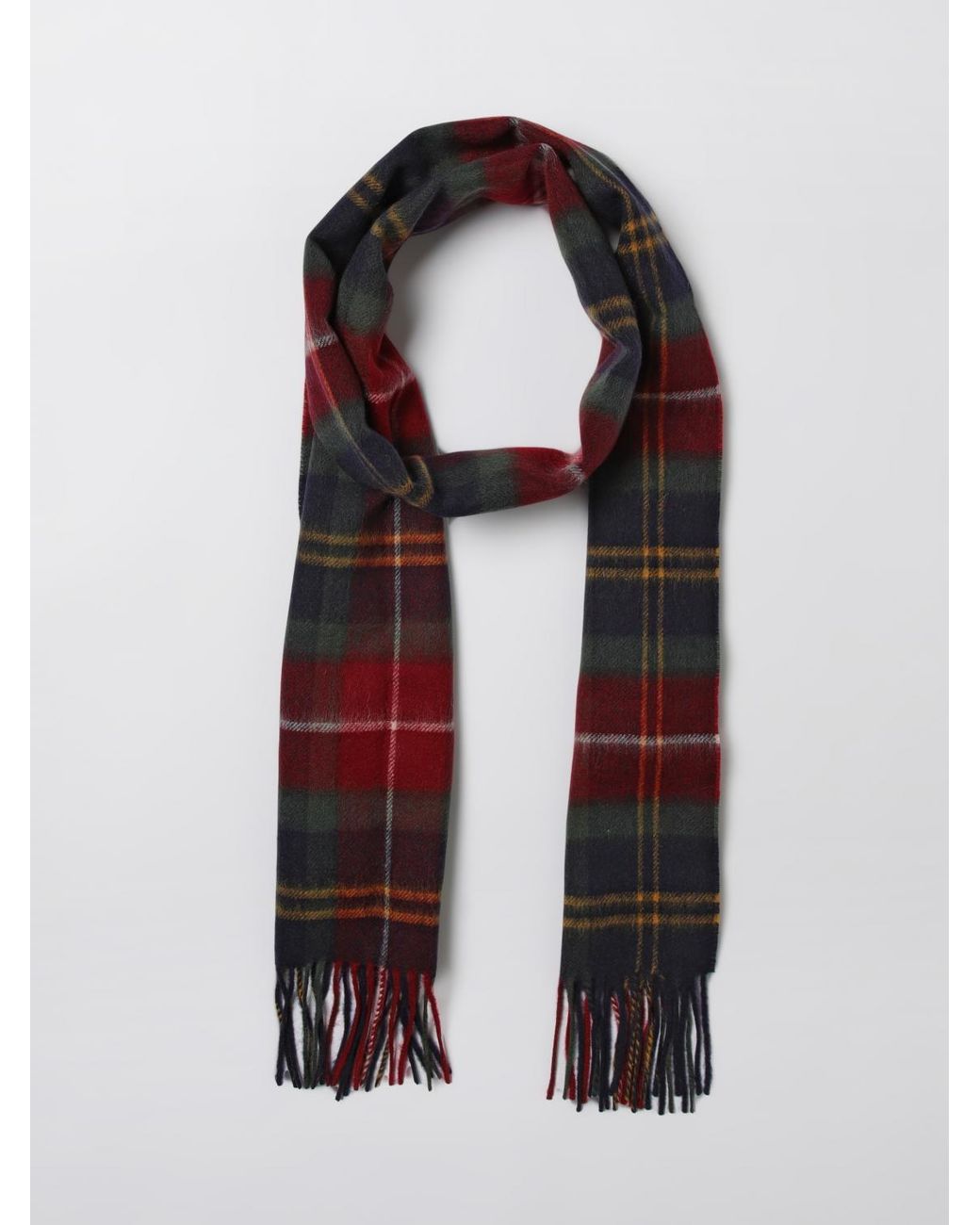 Barbour White Tartan Fringed Scarf for men