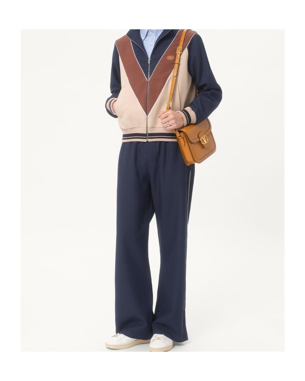 Valentino Blue Nylon Trousers With Vlogo Patch for men