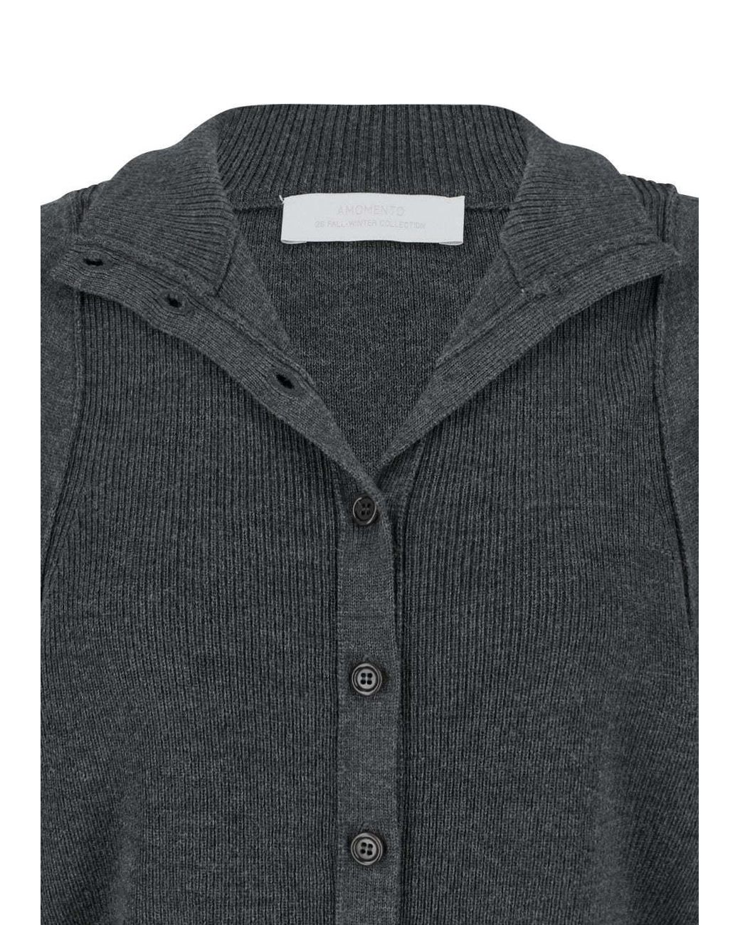 Amomento Black Button-Front Knit Cardigan
