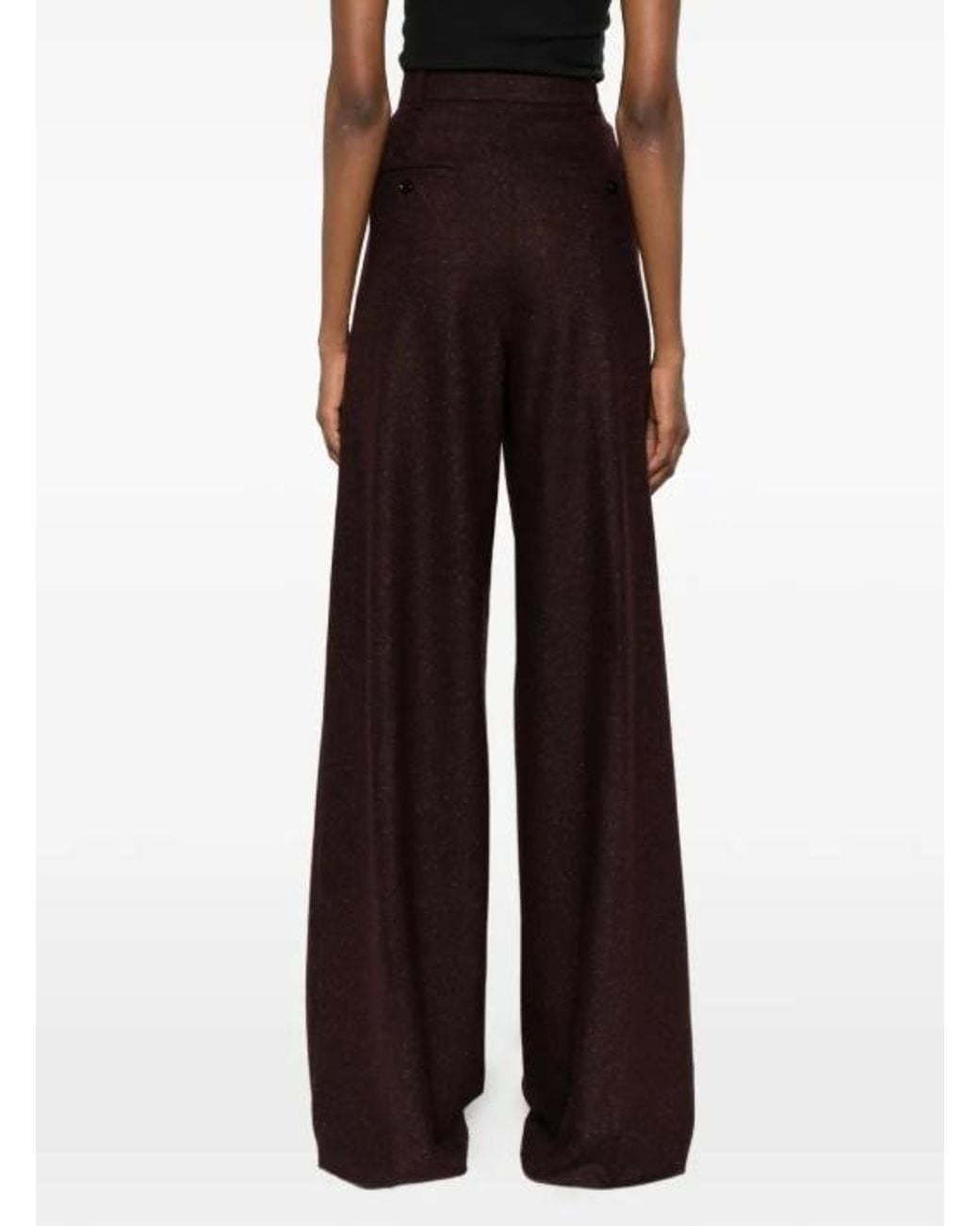 Max Mara Black Pleated Wide-Leg Trousers