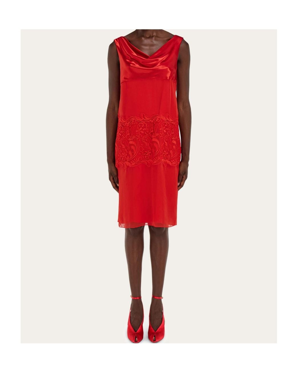 Ferragamo Ferragamo Crewneck Gathered Midi Dress
