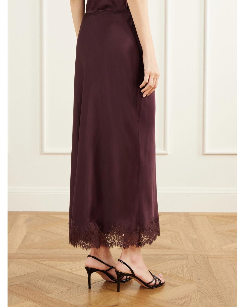Rixo Purple Lace-Trimmed Skirt