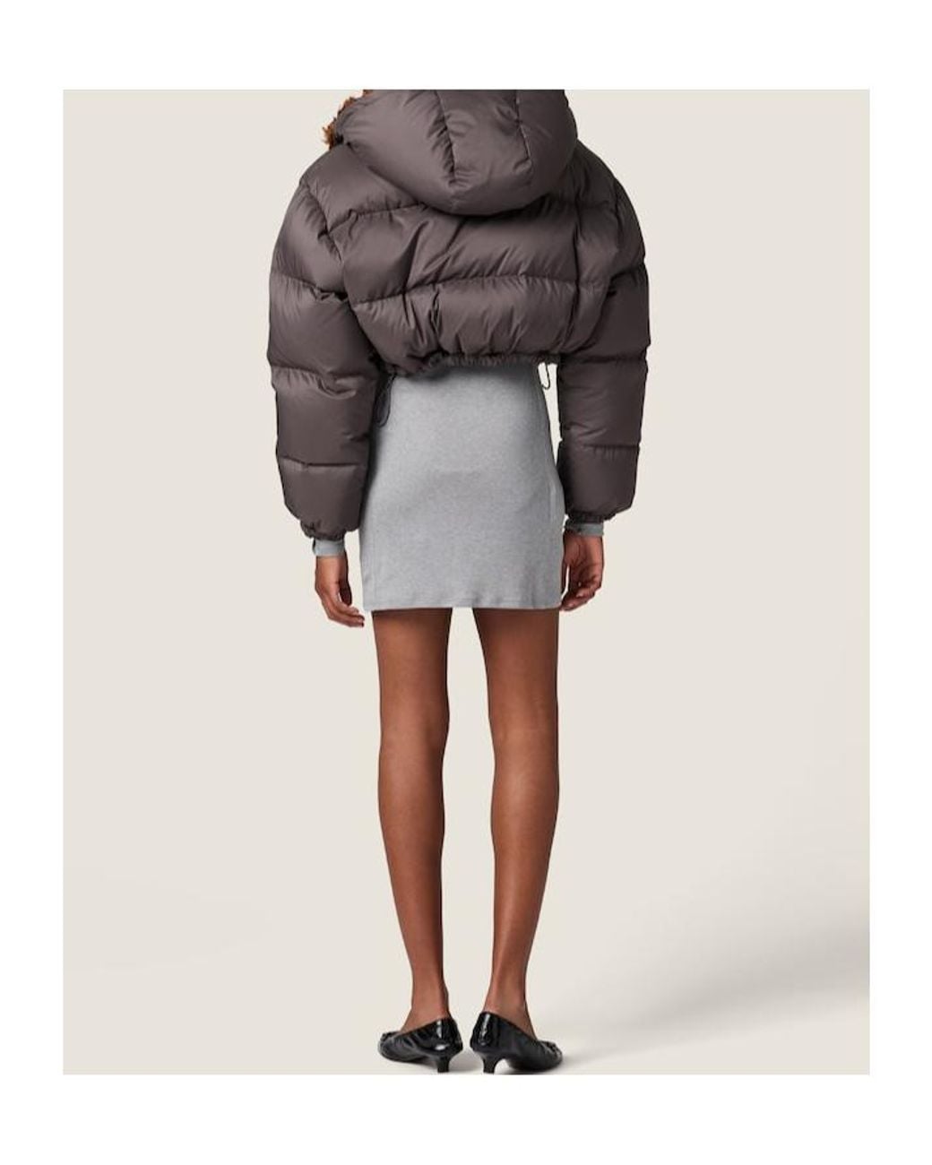 Miu Miu Brown Technical Ponge And Mohair Down Jacket