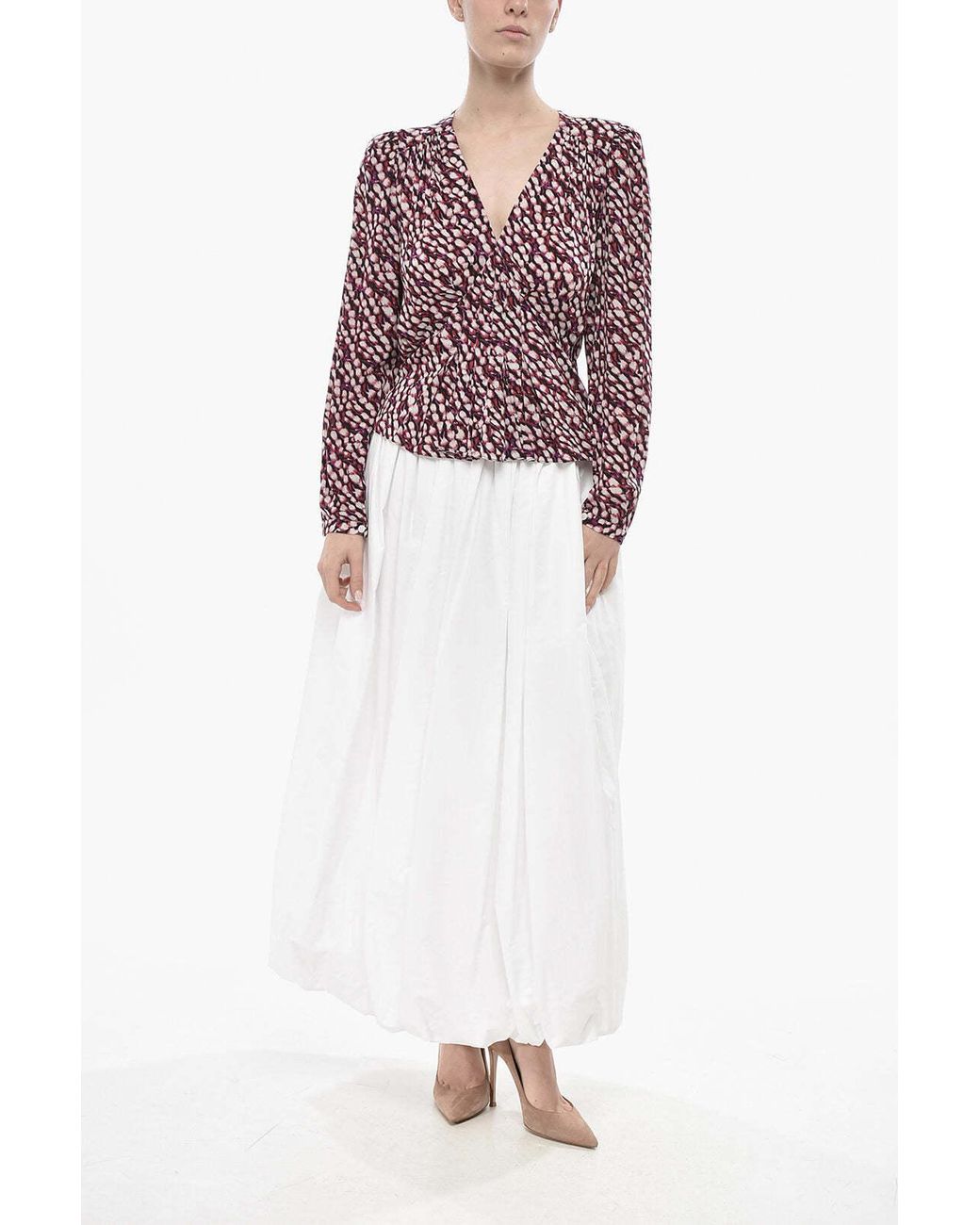 Isabel Marant Red Patterned V-Neck Blouse