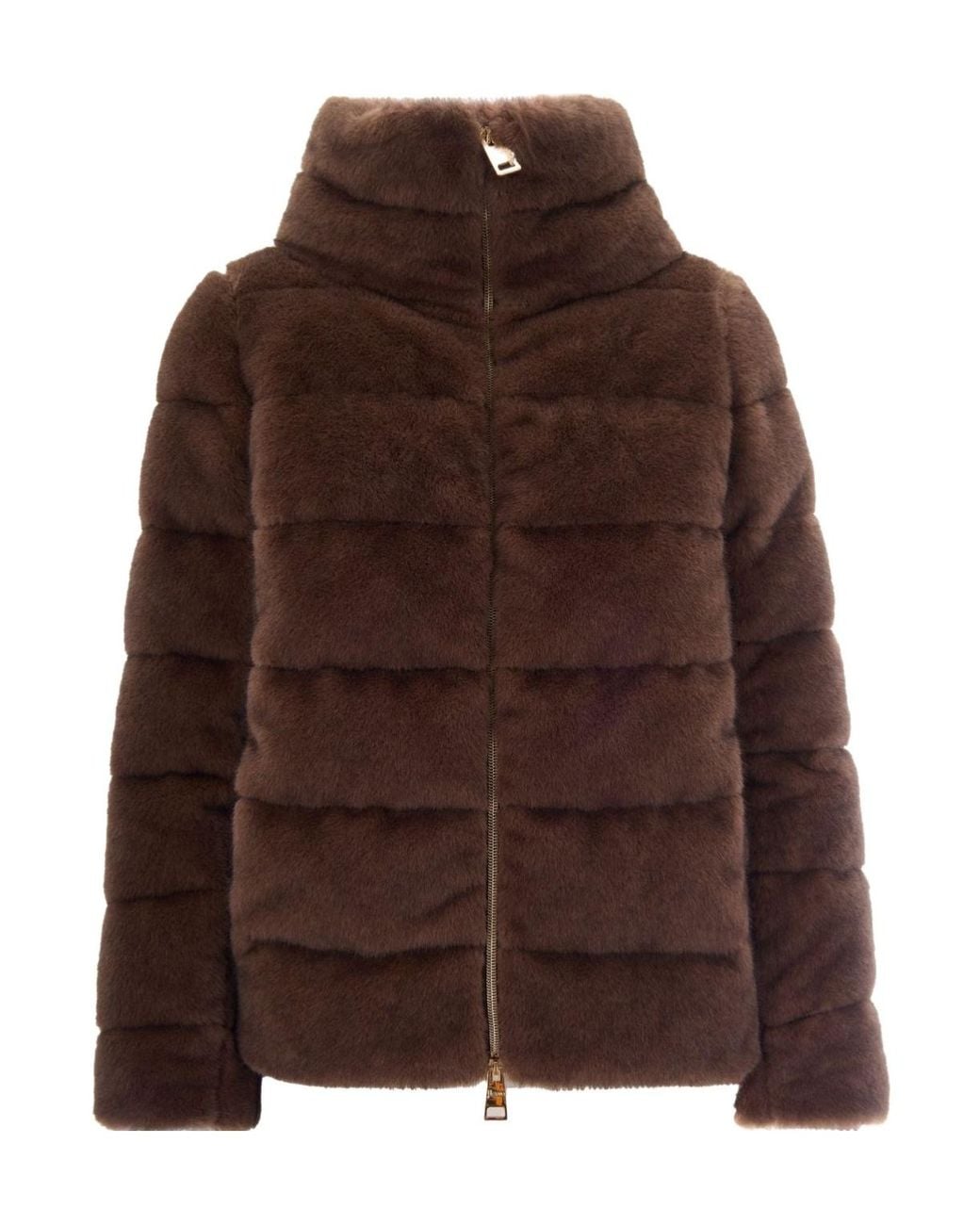 Herno Brown Quilted High-Neck Down Jacket