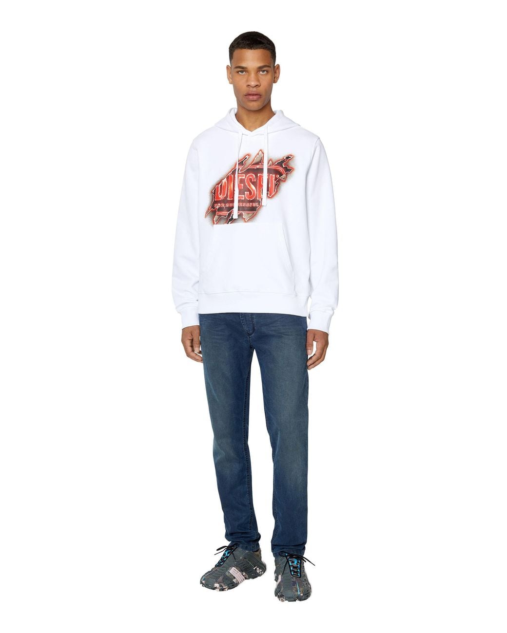 DIESEL Blue Drawstring Straight-Leg Jeans for men