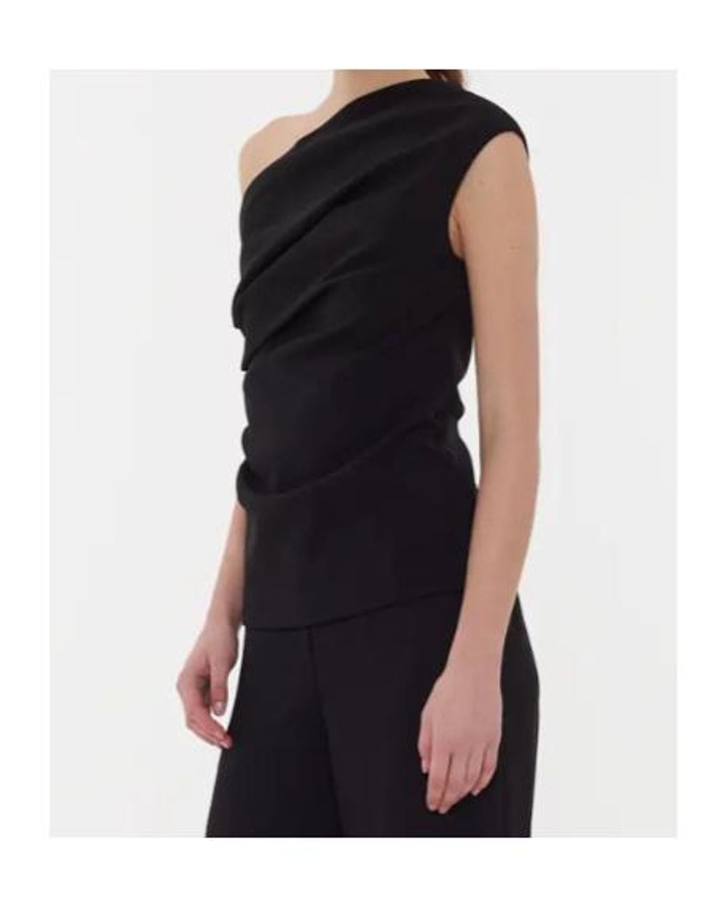 P.A.R.O.S.H. Black One-Shoulder Blouse