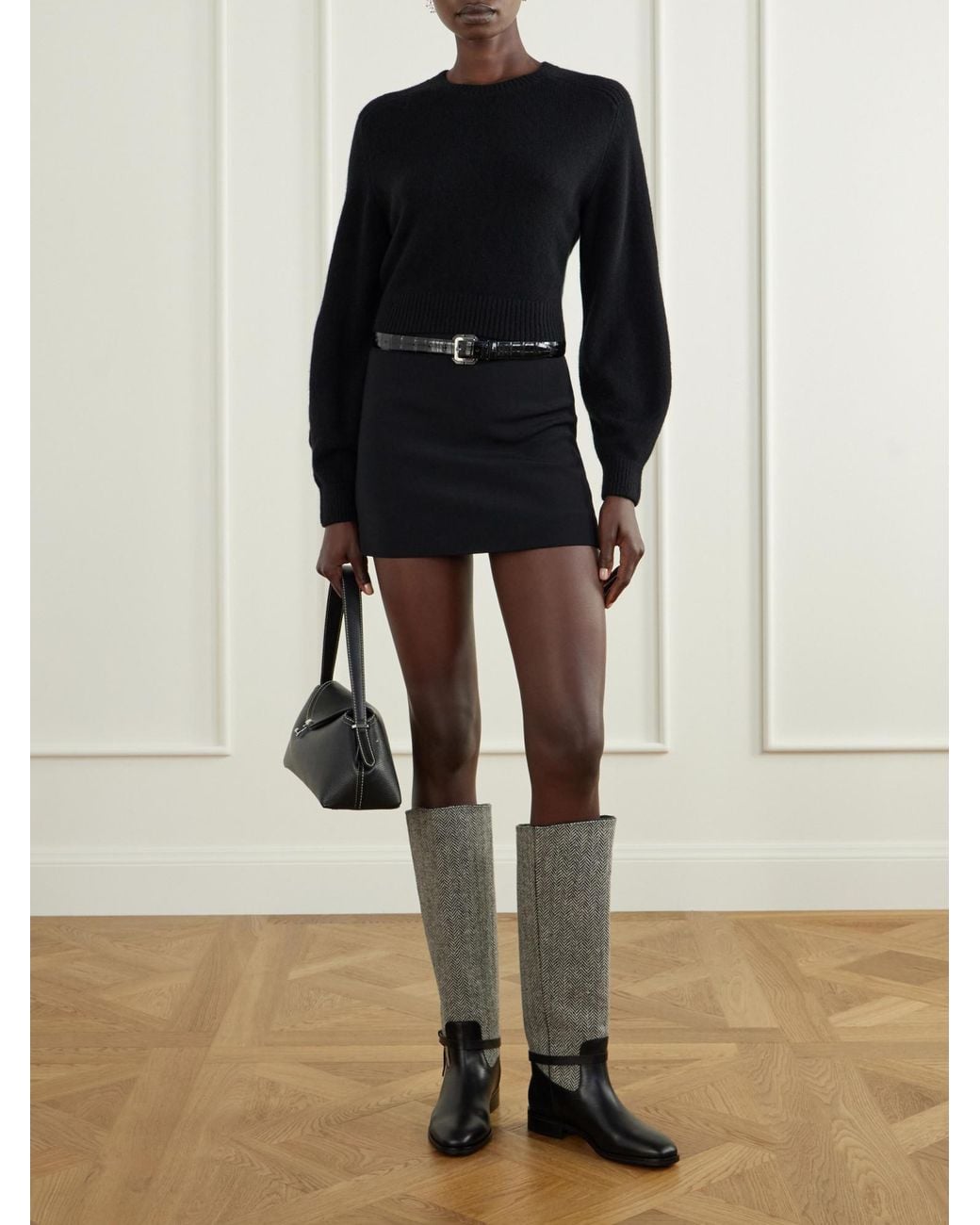 Jimmy Choo Gray Herringbone Knee Boots