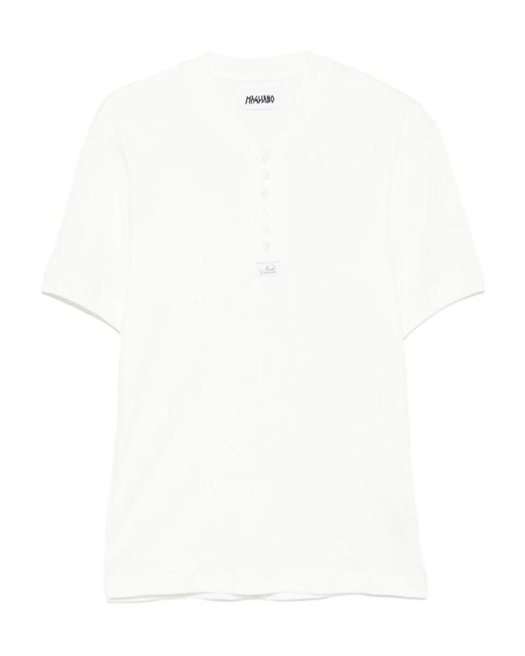 Magliano White Short-Sleeved Button-Front T-Shirt for men