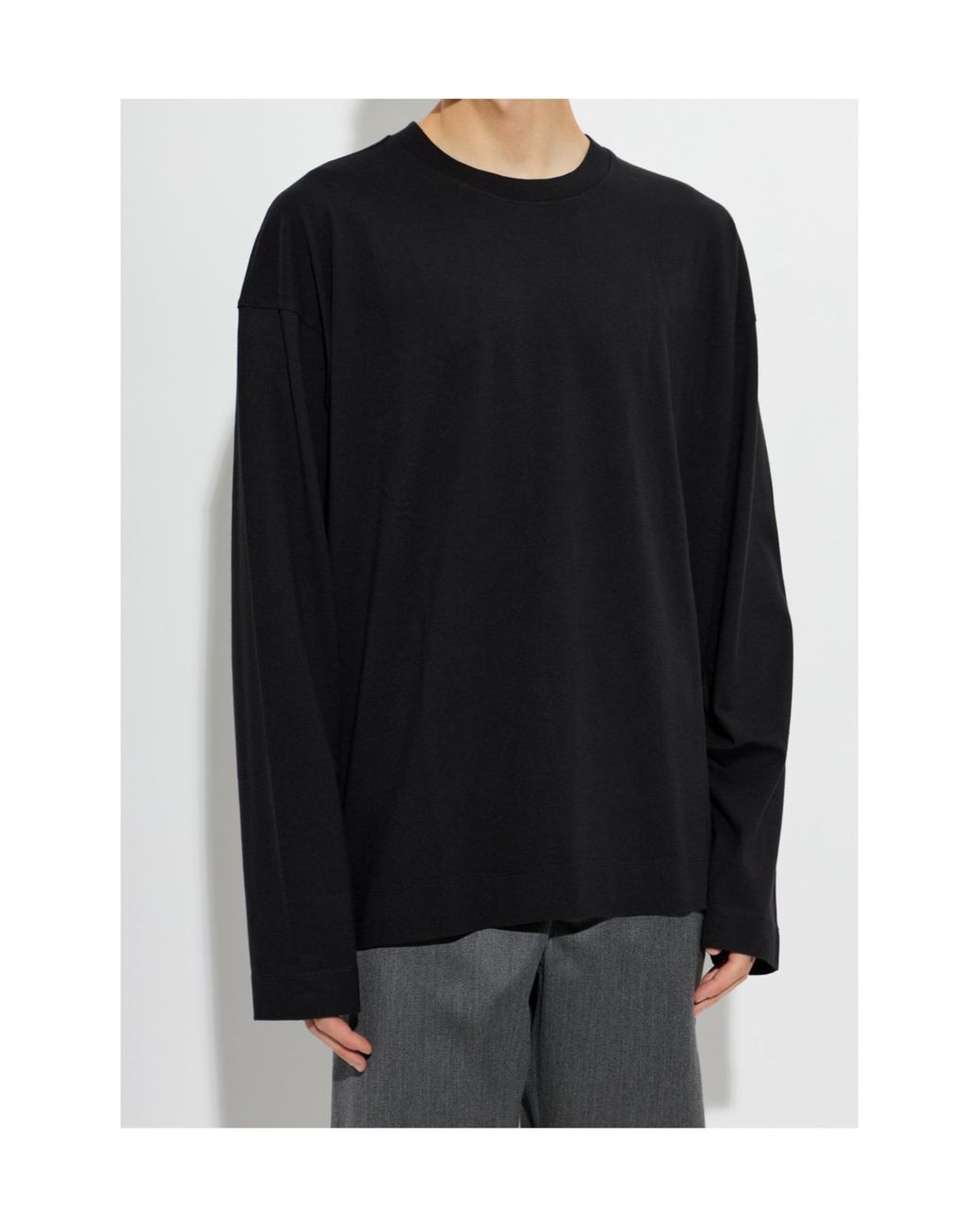 Dries Van Noten Black Hegland Oversized Long Sleeve T-Shirt for men