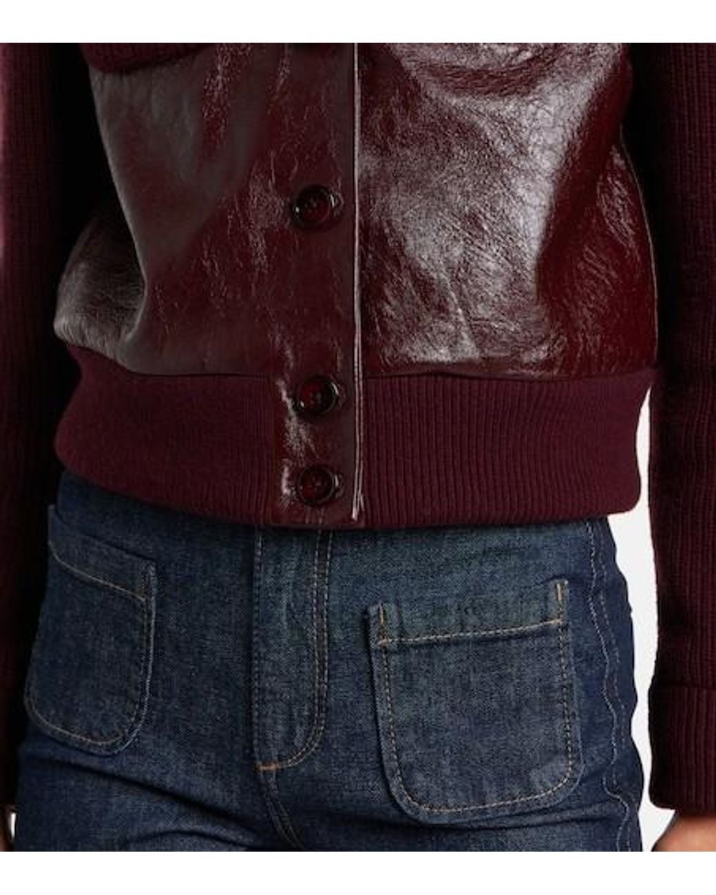 Dorothee Schumacher Red It's A Match Cropped Leather Jacket
