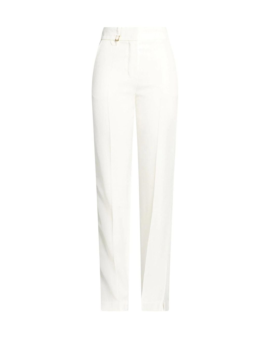 Jacquemus White Solid Straight-Leg Pants