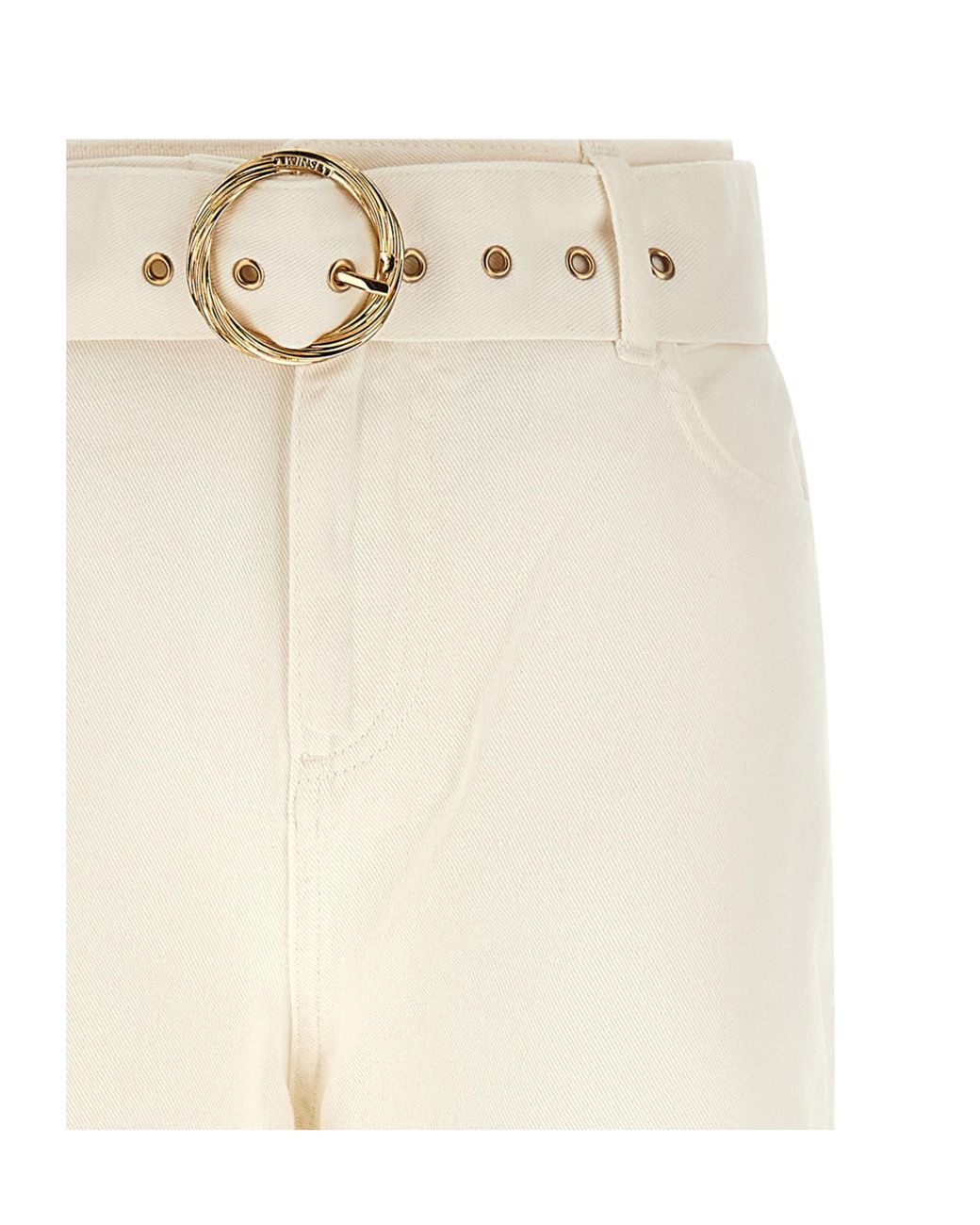 Twinset White Belted Wide-Leg Jeans