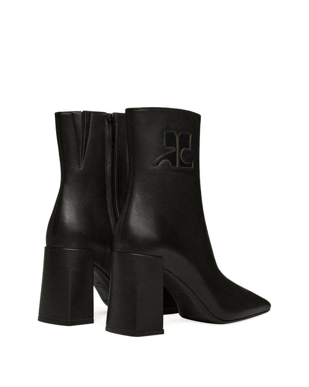 Courreges Black 90Mm Block-Heeled Ankle Boots