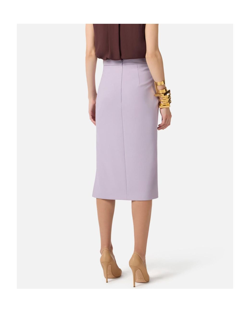Elisabetta Franchi Purple Slit-Detail Midi Skirt